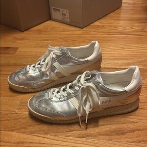 Gola Silver and White Athletic Shoes
